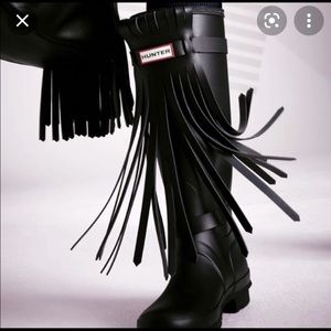 🖤RARE Hunter Fringe Black Rainboots🖤